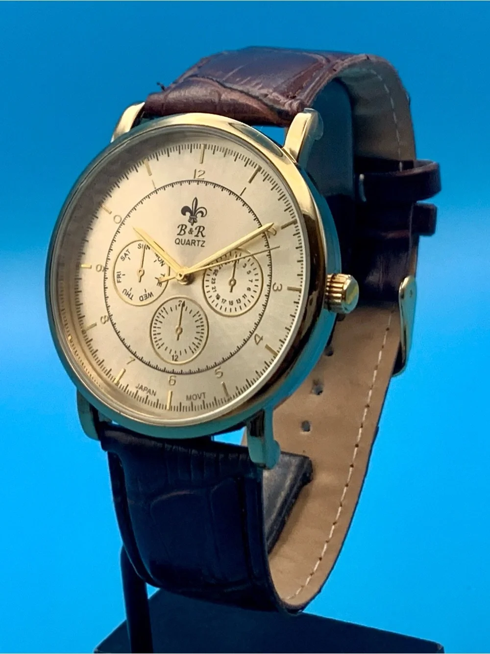B&R BELL & ROSE Men’s Fashion Wristwatch Faux Subdials Japan Movt Works New Batt
